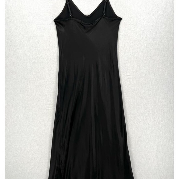 ENZA COSTA Dress Womens Medium 2 Black Satin Bias Slip Maxi Spaghetti Strap NEW - Picture 5 of 15